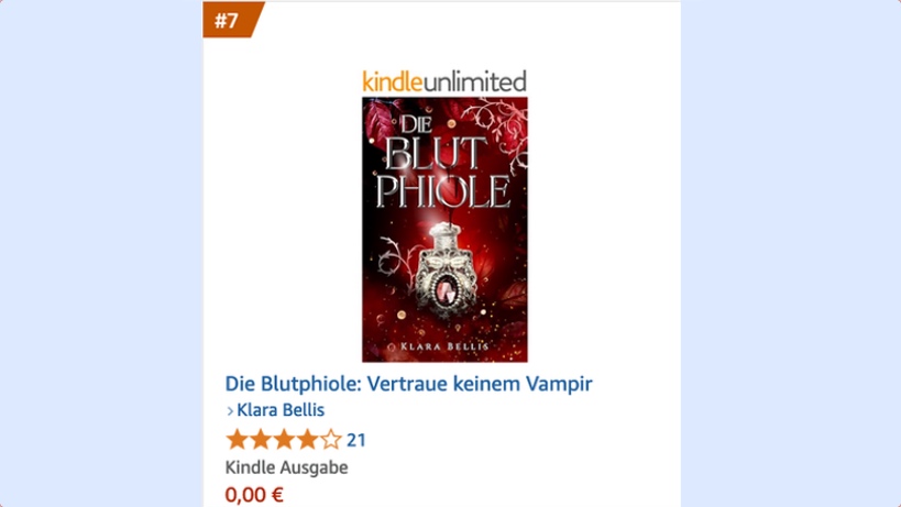 Screenshot Amazon: Rang 7 in den Gratisscharts